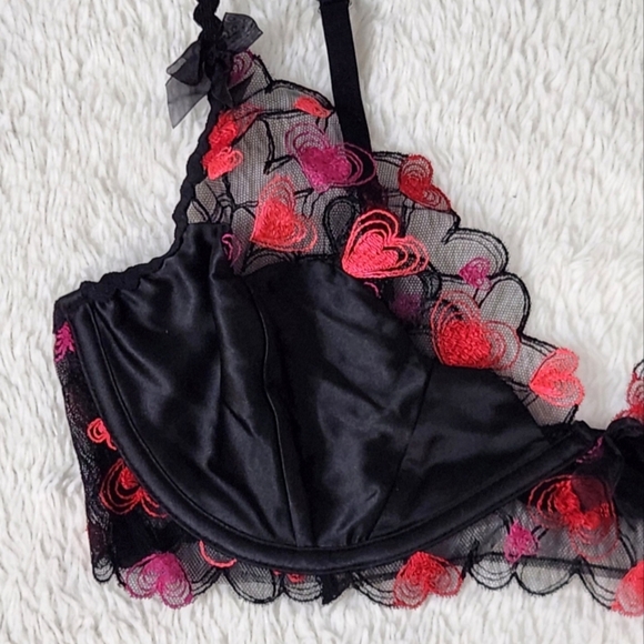 New!For Love and Lemons Love Potion Hearts Bra and Matching Garter Belt - Picture 11 of 16